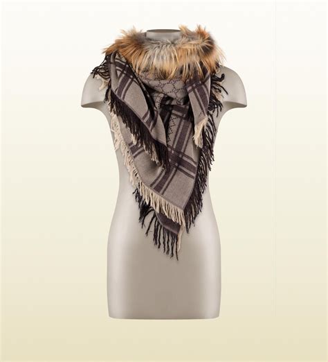 gucci inspired hat and scarf|gucci scarf with fur trim.